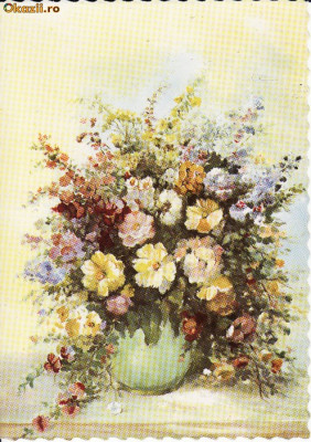Ilustrata natura moarta,flori-pictura foto