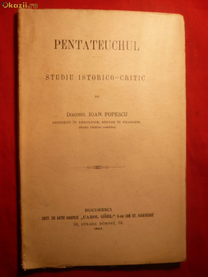Diacon Ioan Popescu - PENTATEUCHUL -studiu - 1904 foto