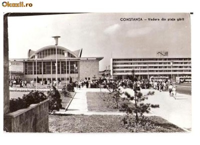 CP190-35 Constanta -Vedere din piata garii -RPR -carte postala scrisa 1962, dar necirculata foto