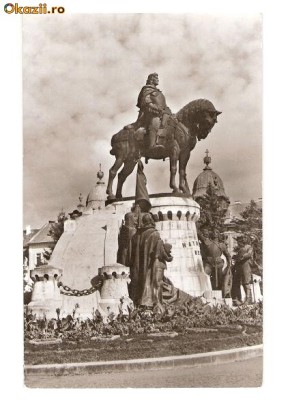 CP190-37 Cluj.Statuia lui Matei Corvin -carte postala circulata 1966 foto