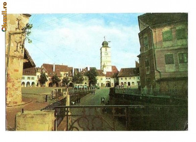 CP190-26 Vedere din Sibiu (de pe pod) -carte postala circulata 1967 foto