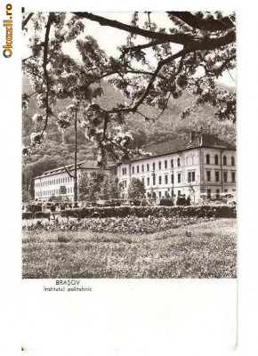 CP190-43 Brasov. Institutul politehnic -RPR -carte postala circulata 1962 (a fost pliata pe mijloc) foto