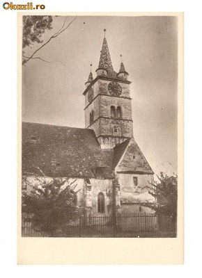 CP190-99 Sebes-Alba -Biserica evanghelica -RPR -sepia -carte postala scrisa 1958 (de la Alba Iulia la Ungurei), dar necirculata foto