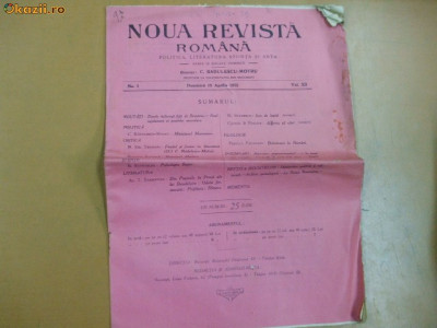Noua Revista Romana Dir: C.R. Motru 15 04 1912 foto