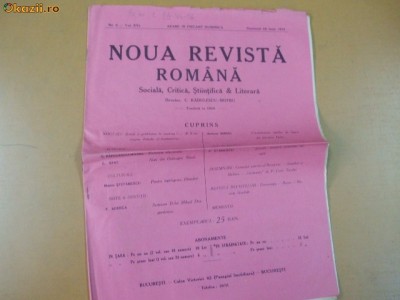 Noua Revista Romana Dir: C.R. Motru 29 06 1914 foto