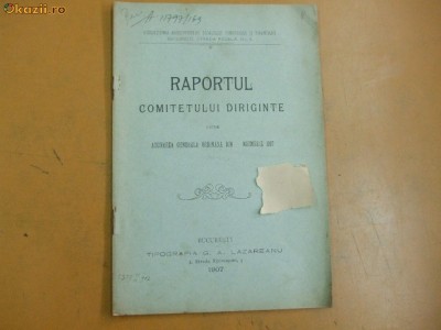 Raport Asoc. absolventi scoli comerciale Buc. 1907 foto