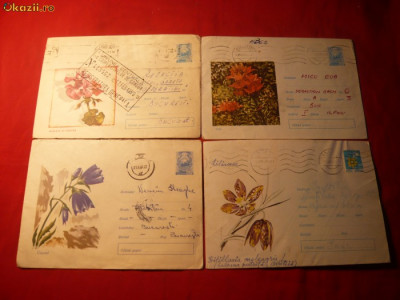 Set 6 Plicuri Post. Ilustrate - Tematica - FLORA -1964-1972 foto