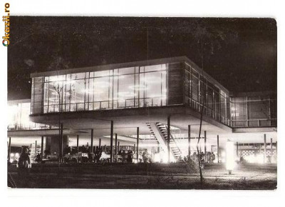 CP191-83 Eforie-Nord -Restaurantul ,,Perla Marii&amp;quot;, noaptea -RPR -carte postala circulata 1965 foto