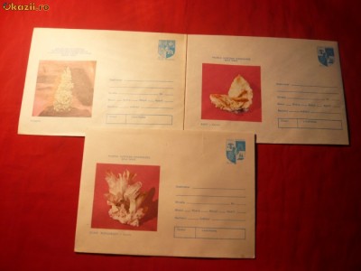 3 Plicuri Postale Ilustrate - Intreg -MINERALE -1976-1979 foto