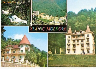 CP192-39 Slanic-Moldova: Cascada; Vedere; Vila ,,Pufu&amp;quot;; Vila ,,Camelia&amp;quot; -carte postala necirculata foto