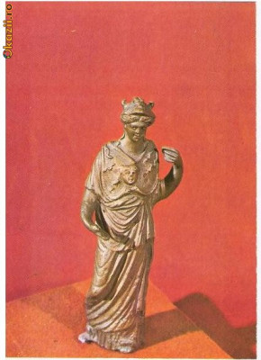 CP194-97 Statueta de bronz reprezentand pe Minerva, descoperita la Drobeta-Turnu Severin -Muzeul National de Istorie -carte postala necirculata foto