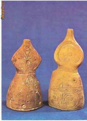 CP194-54 Doua figurine de lut ars -Cirna-Dunareni(jud.Dolj)Epoca bronzului -Muzeul National de Istorie -carte postala necirculata foto