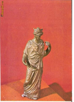 CP194-03 Statueta de bronz reprezentand pe Minerva, descoperita la Drobeta -Turnu Severin, jud.Mehedinti -carte postala necirculata foto