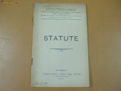 Statute Soc. imprumut ,,Sf. Treime - Ghencea&amp;quot; Buc. 1907 foto