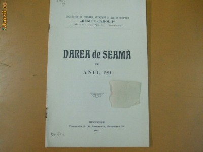 Dare de seama Soc. imprumut ,,Carol I foto