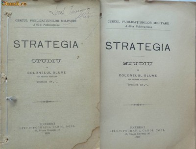 Col. Blume , Cercul Publicatiilor Militare , Strategie , studiu , 1893 foto