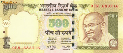 INDIA █ bancnota █ 500 Rupees █ 2007 █ P-99b █ UNC █ necirculata foto