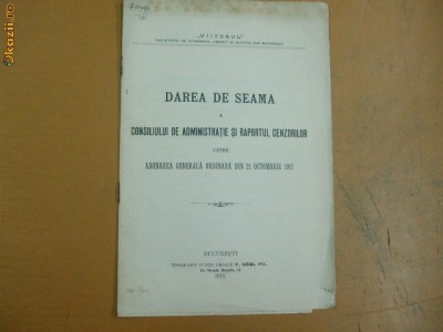Dare de seama Soc. credit ,,Viitorul&amp;quot; Buc. 1912 foto