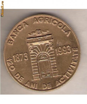CIA 20 Medalie BANCA AGRICOLA -120 ANI DE ACTIVITATE -1873-1993 -dimensiuni aproximativ 55 milimetri foto