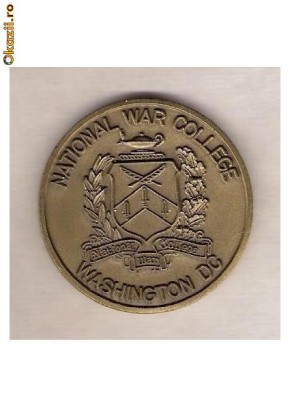 CIA 45 Medalie Colegiul National de Razboi -Washington DC -Excelenta si Unitate in Educatie si Cercetare -dimensiuni aproximativ 40 milimetri foto
