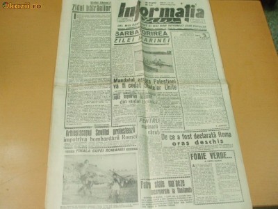Ziar INFORMATIA ZILEI 18 08 1943 Reducere 30 % foto
