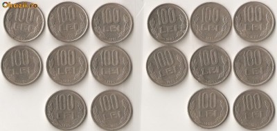 (MR10) MONEDA 100 LEI ; 16 MONEDE DIFERITE, COLECTIE; MONEDE, MONEZI, MONETE foto