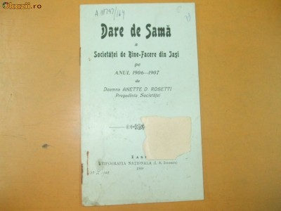 Dare de seama Soc. binefacere Iasi 1908 foto