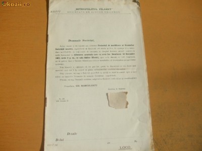Modificare statut soc. ajutor ,,Mitropolitul Filaret&amp;quot; Buc. 1907 foto