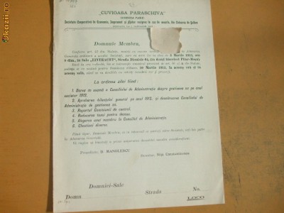 Dare de seama Soc. ajutor ,,Cuv. Paraschiva&amp;quot; Buc. 1913 foto