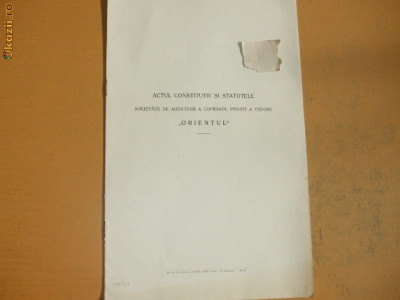 Act constitutiv si statute Soc. agentura ,,Orient Expres&amp;quot; 1910 foto