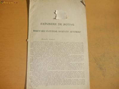 Expunere motive modificare statute Soc. ,,Gutenberg&amp;quot;1907 foto