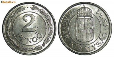 UNGARIA 2 PENGO 1941 ALUMINIU UNC foto
