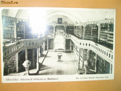 Carte postala Alba - Iulia Interior biblioteca Bathanyi foto