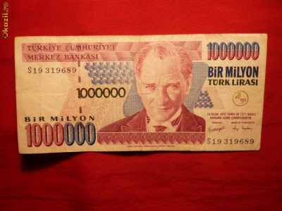 Bancnota 1 Milion Lire 1970 TURCIA , cal.Buna foto