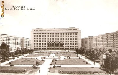 R 9351 Republica Populara Romana bucuresti vedere din piata garii de nord circulata foto