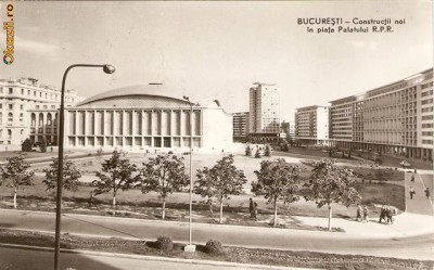 R 9338 Republica Populara Romana bucuresti contructii noi in piata palatului circulata foto