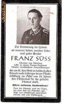 V FOTO 21 Necrolog -Militar german Uffz (subofiter) Franz Suss -Reg. de Pionieri foto