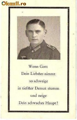 V FOTO 18 Necrolog -Militar german Matthias Weitzbauer ? , cazut in razboi la 30 iun 1944, la varsta de 22 ani -cruce cu zvastica 1939 foto