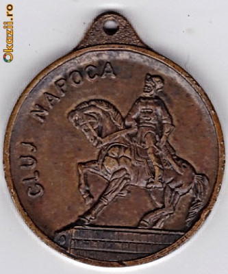 Medalie statuia Mihai Viteazul ,Emblema comunista a judetului Cluj foto