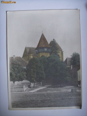 RARA FOTO BISERICA FORTIFICATA BAZNA,JUD SIBIU,TRANSILVANIA,FORMAT APROX A4 foto