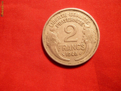 2 Franci ,1948 ,Franta ,Aluminiu , cal Buna , d=2,7cm. foto