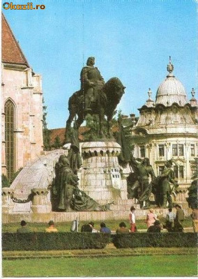 CP196-90 Cluj-Napoca. Statuia lui Matei Corvin -carte postala, necirculata -starea care se vede foto