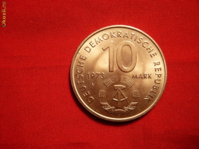 10 Marci DDR ,Comemorativa 1973,metal alb ,d=3,1cm ,cal.FFBuna foto