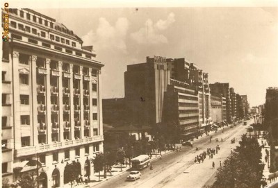 R 9361 Republica Populara Romana Bucuresti bulevardul Magheru circulata foto