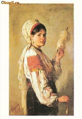 CP197-89 N.Grigorescu(1838-1907). Taranca torcand -carte postala, necirculata -starea care se vede foto