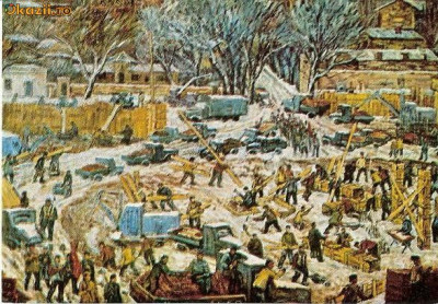 CP198-37 Marius Bunescu (1881-1971) ,,Santier&amp;quot;-Bucuresti, Muzeul de arta al RSR -carte postala, necirculata -starea care se vede foto