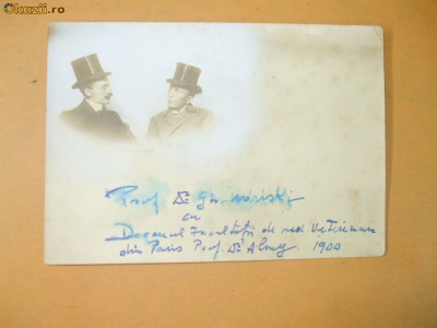 Carte Postala Dr. Tarobiski cu decanul veterinara Paris 1900 foto