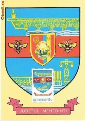 CP198-18 Stema Judetului Mehedinti -carte postala, necirculata -starea care se vede foto