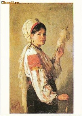 CP198-46 N.Grigorescu(1838-1907). Taranca torcand -carte postala, necirculata -starea care se vede foto