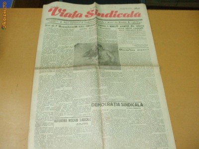 Ziar VIATA SINDICALA 04 11 1945 Reducere 30 % foto
